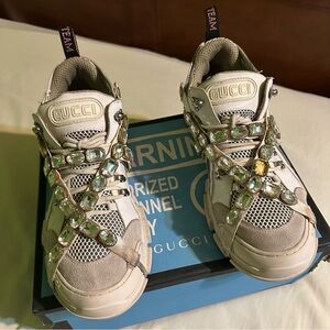 Gucci Flashtrek White Crystal Shoes